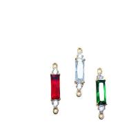 Kristall Connector, mit Messing, Rechteck, goldfarben plattiert, DIY & facettierte & 1/1-Schleife, mehrere Farben vorhanden, 6x21mm, ca. 30PCs/Tasche, verkauft von Tasche