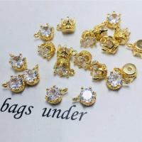 Crystal Brass Pendants, with Brass, Round, gold color plated, Unisex & faceted 5mm, Approx 