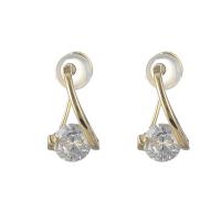 Cubic Zircon Brass Earring, gold color plated & micro pave cubic zirconia & for woman 