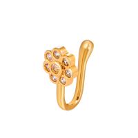 Brass Nose Clip, Flower, plated, fashion jewelry & micro pave cubic zirconia & for woman 12mm 