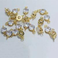 Crystal Brass Connector, with Brass, Round, gold color plated, DIY & faceted & 1/1 loop 5mm, Approx 