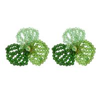 Glass Zinc Alloy Earring, with Glass Beads, handmade, fashion jewelry & for woman 