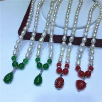 Collar de perlas de agua dulce de la ágata , Perlas cultivadas de agua dulce, con Ágata, Arroz, para mujer, más colores para la opción, 8-9mm, longitud:aproximado 42-45 cm, Vendido por UD