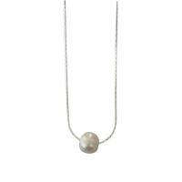 Natural Freshwater Pearl Necklace, Zinc Alloy, with Freshwater Pearl, with 2.75inch extender chain, Round, silver color plated, Korean style & for woman Approx 12.6 Inch 