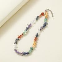 Gemstone Chip Necklaces, Zinc Alloy, with Gemstone, fashion jewelry & for woman, multi-colored Approx 15.75 Inch 