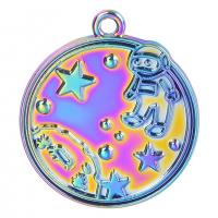Stainless Steel Pendants, Zinc Alloy, Flat Round, colorful plated, Unisex Approx 50 cm 