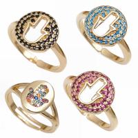 Cubic Zirconia Micro Pave Brass Finger Ring, Hand, gold color plated & micro pave cubic zirconia 