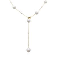 Collier de perles en plastique, laiton, avec perle de plastique, Placage de couleur d'or, Style coréen & pour femme Environ 20.8 pouce, Vendu par PC