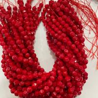 Synthetic Coral Beads, Round, Star Cut Faceted & DIY red Approx 14.96 Inch 