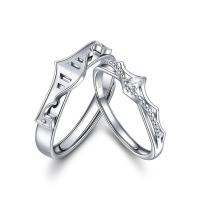 Couple Finger Rings, 925 Sterling Silver, platinum plated, adjustable & micro pave cubic zirconia & for couple 