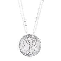 Couple Jewelry Necklace, 925 Sterling Silver, platinum color plated, Unisex Approx 15.94 Inch 