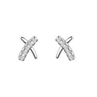 Cubic Zirconia Micro Pave Sterling Silver Earring, 925 Sterling Silver, micro pave cubic zirconia & for woman, silver color 