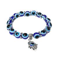 Evil Eye Bracelet Bijoux, alliage de zinc, Plaqué de couleur d'argent, bijoux de mode & unisexe, Diamètre inté Environ 55mm, Vendu par PC