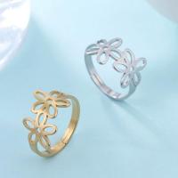 Stainless Steel Finger Ring, 304 Stainless Steel, Flower, Vacuum Ion Plating, fashion jewelry & for woman 14*17mm,2.5*1mm 