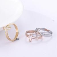 Stainless Steel Finger Ring, 304 Stainless Steel, Cross, Vacuum Ion Plating, fashion jewelry & for woman 