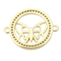 Cubic Zirconia Micro Pave Brass Connector, Butterfly, gold color plated, DIY & micro pave cubic zirconia & 1/1 loop, gold Approx 1mm 