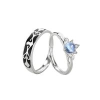 Couple Finger Rings, 925 Sterling Silver, with Lampwork, platinum plated, Adjustable & fashion jewelry 