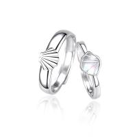 Couple Finger Rings, 925 Sterling Silver, with White Shell, platinum plated, Adjustable & fashion jewelry 