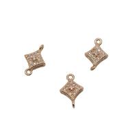 Cubic Zirconia Micro Pave Brass Connector, Rhombus, KC gold color plated, micro pave cubic zirconia & 1/1 loop 