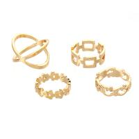 Zinc Alloy Ring Set, gold color plated, 4 pieces & fashion jewelry & for woman, golden 