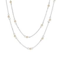 Collier de perles en plastique, alliage de zinc, avec Plastique ABS perle, avec 7cm chaînes de rallonge, Double couche & bijoux de mode & pour femme, argent cm, Vendu par PC