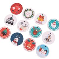 Label Tag, Paper, Round, printing, Christmas Design 35mm 