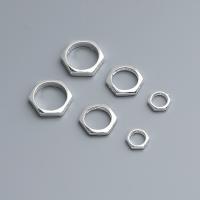 Sterling Silver Frame Beads, 925 Sterling Silver, Hexagon, polished, DIY silver color 