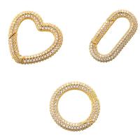 Brass Snap Clasp, gold color plated & micro pave cubic zirconia 
