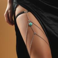 alliage de zinc Chaîne de jambe, avec turquoise, Placage de couleur argentée, bijoux de mode & pour femme, 80mm, Vendu par PC