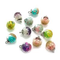 Crystal Jewelry Pendants, Glass, with Crystal & Iron, Round, silver color plated, DIY 16mm 