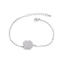 Stainless Steel Charm Bracelet, 304 Stainless Steel, with 2.17inch extender chain, Four Leaf Clover, Vacuum Ion Plating, fashion jewelry & for woman Approx 9.06 Inch 