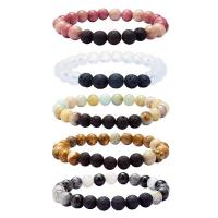 Gemstone Bracelet Set, with Elastic Thread, Round, polished, 5 pieces & fashion jewelry & Unisex, mixed colors, 8mm Inch 