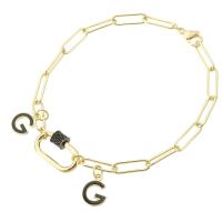 Bracelets Brass Enamel, laiton, Placage de couleur d'or, pavé de micro zircon & pour femme & émail Environ 8.5 pouce, Vendu par PC