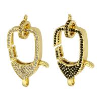 Brass Lobster Claw Clasp, gold color plated, fashion jewelry & DIY & micro pave cubic zirconia 39mm Approx 2.5mm 