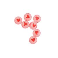 Acrylic Jewelry Beads, Flat Round, DIY & with heart pattern, pink Approx 