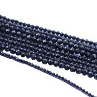 Blaue Goldstein Perlen, Blauer Sandstein, rund, poliert, DIY & verschiedene Größen vorhanden & facettierte, blau, Länge:ca. 39 cm, verkauft von Strang