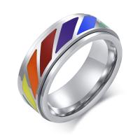 304 Stainless Steel Finger Ring, fashion jewelry & for man, original color, 8mm 