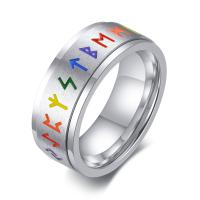 304 Stainless Steel Finger Ring, fashion jewelry & for man, original color, 8mm 