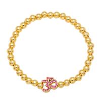 Cubic Zirconia Micro Pave Brass Bracelet, Number, gold color plated, micro pave cubic zirconia & for woman .3 Inch 