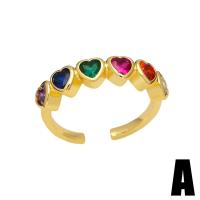 Cubic Zirconia Micro Pave Brass Finger Ring, gold color plated & micro pave cubic zirconia & for woman, mixed colors, 5mm 