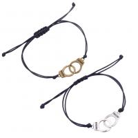 Couple Bracelet, Polyester Cord, with Zinc Alloy, Handcuffs, plated, 2 pieces & Adjustable & fashion jewelry cm 