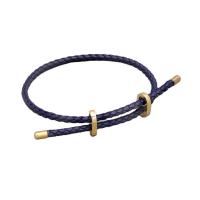 Leatheroid Cord Bracelets, Leather, with 316L Stainless Steel, gold color plated, Adjustable & fashion jewelry & Unisex cm 