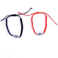Evil Eye Bracelet Bijoux, alliage de zinc, avec cordon de polyester, Réglable & unisexe & avec strass, plus de couleurs à choisir Environ 8 pouce, Vendu par PC