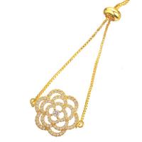 Cubic Zirconia Micro Pave Brass Bracelet, Flower, gold color plated & micro pave cubic zirconia & for woman mm 