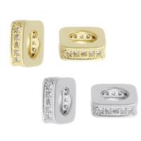 Cubic Zirconia Micro Pave Brass Beads, Square, plated, micro pave cubic zirconia Approx 4.5mm 