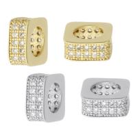 Cubic Zirconia Micro Pave Brass Beads, Square, plated, micro pave cubic zirconia Approx 4.5mm 