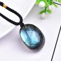 Labradorite Necklace, with Wax Cord, polished, Unisex Approx 14 Inch 