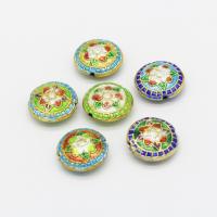Cloisonne Beads, with Brass, Flat Round, DIY 18mm, Approx 