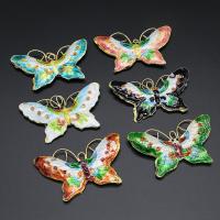 Cloisonne Pendants, with Brass, Butterfly, Unisex 
