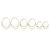 Stainless Steel Hoop Earring, 304 Stainless Steel, Vacuum Ion Plating & for woman & with rhinestone, golden 